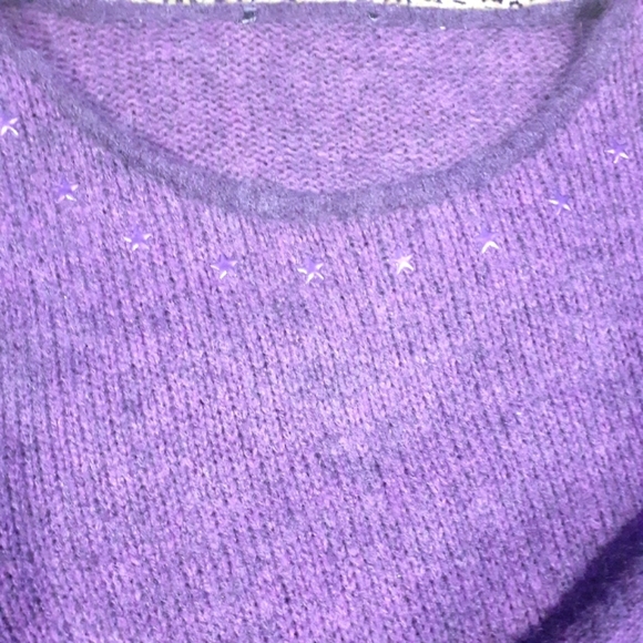 🔥Dusty Purple Metalic Star Collared Sweater/S - Picture 4 of 7